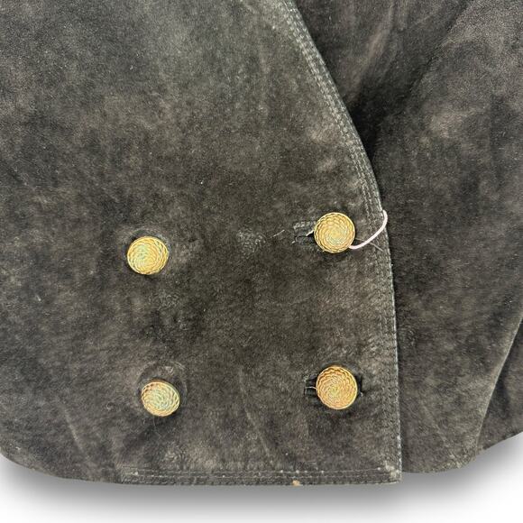 Vintage 1990s Lord & Taylor Black Suede Cropped Leather Jacket, Size 2 *ASIS* - Picture 4 of 9